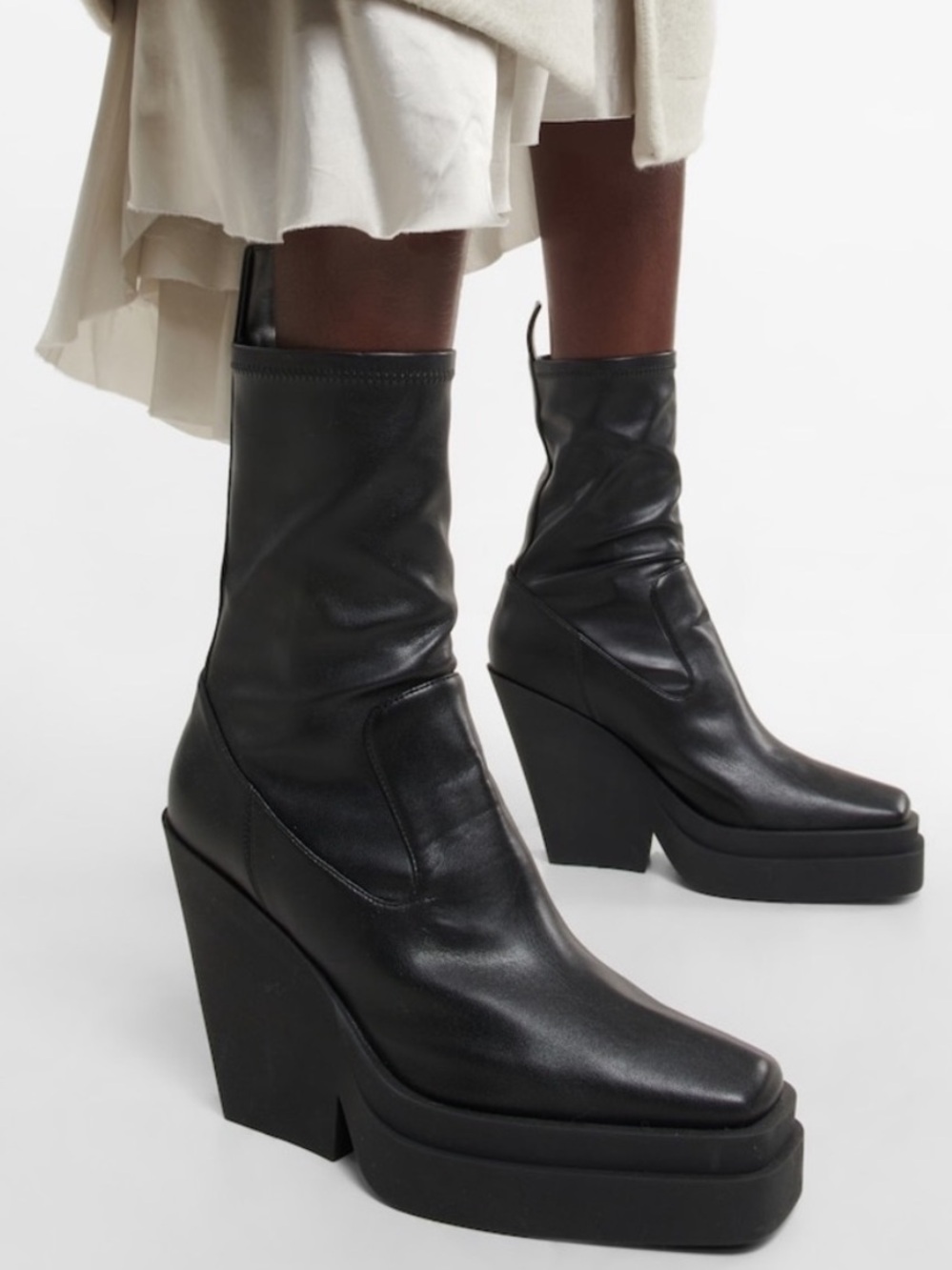 Gia Borghini Texan Black Chunky Heel Boots